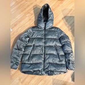 Women’s Zara Shiny Silver Puffer Jacket-NWOT